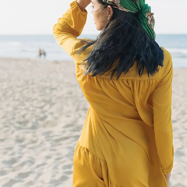 Váy Xòe Nữ F2 Fashion & Freedom Summer Holiday Yellow Silk Dress D430-V-S-0620 Màu Vàng Size S