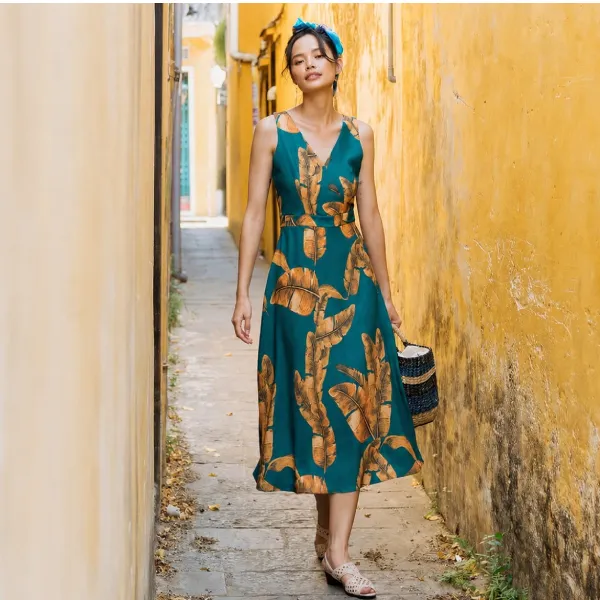 Váy Xòe Nữ F2 Fashion & Freedom Women's Mordern Meets Heritage D444-X-S-0720 Màu Xanh Size S