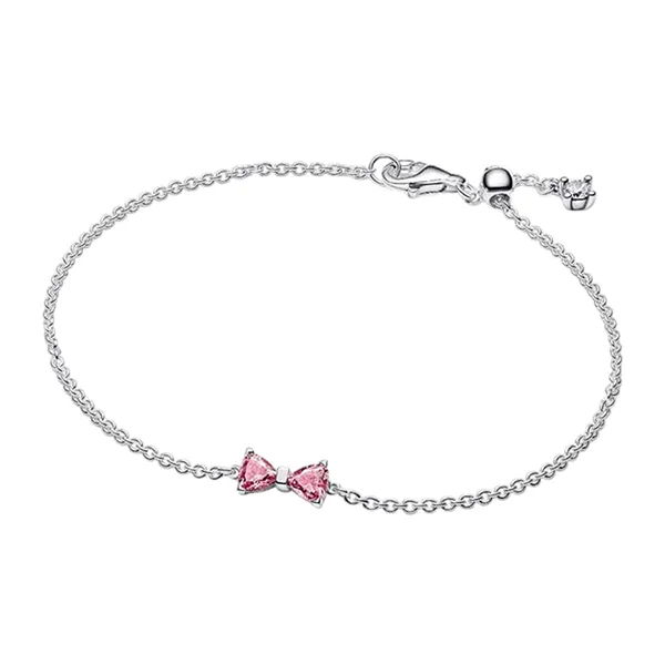 Vòng Đeo Tay Nữ Pandora Bow Chain Bracelet 594234C01 Màu Hồng Bạc