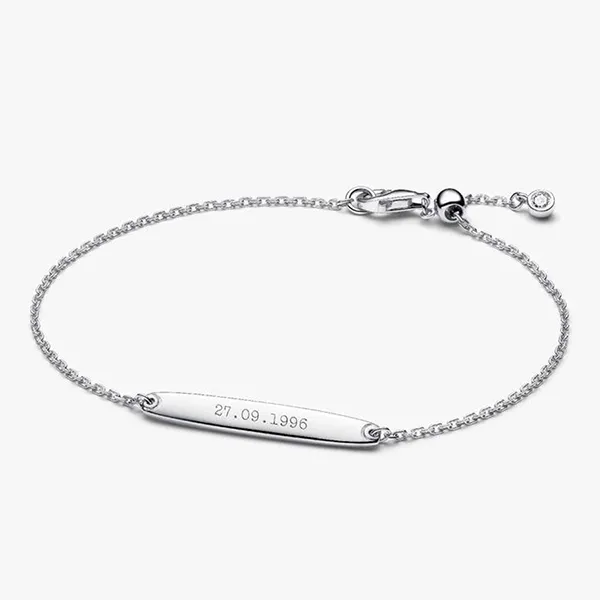 Vòng Đeo Tay Pandora Engravable Bar Chain Bracelet 594010C01 Màu Bạc Size 16