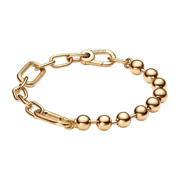 Vòng Đeo Tay Nữ Pandora Metal Bead & Link Chain Bracelet 562793C00 Màu Vàng Size 14.5