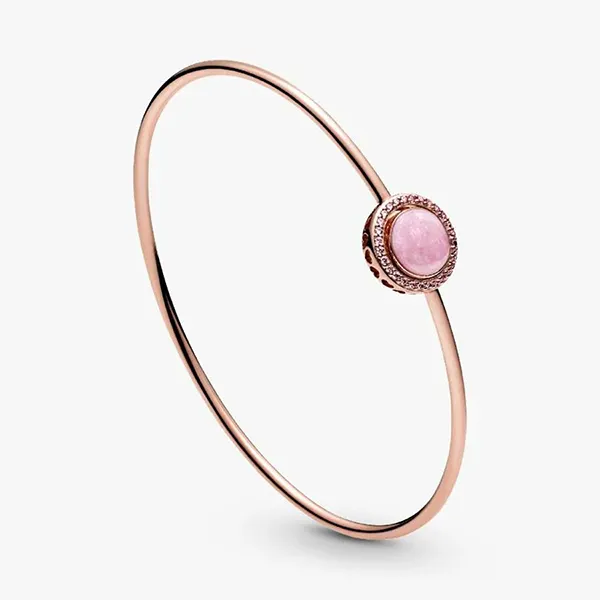 Vòng Đeo Tay Pandora Pink Swirl Bangle 589287C01 Màu Vàng Hồng Size 3