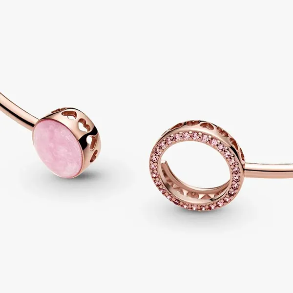 Vòng Đeo Tay Pandora Pink Swirl Bangle 589287C01 Màu Vàng Hồng Size 3