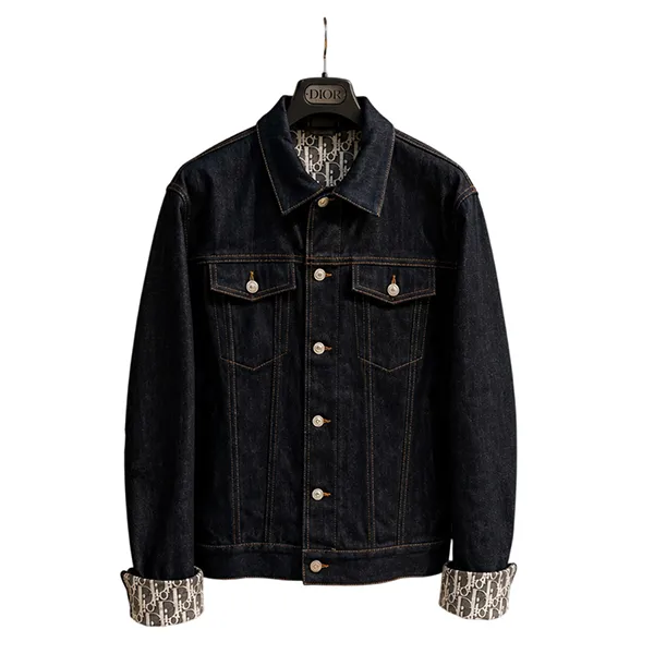 Áo Khoác Jean Nam Dior Denim Jacket 013D482J226X-504 Màu Xanh Đậm Size 48