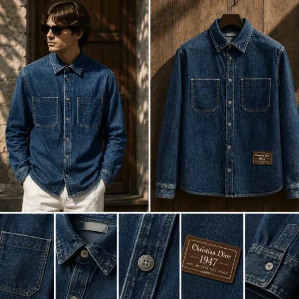 Áo Khoác Jean Nam Dior Denim Jacket 113D585BY513 Màu Xanh Denim Size 38