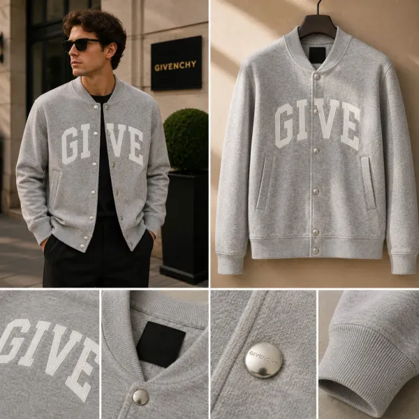 Áo Khoác Nam Givenchy BM017J3YMW 055 Màu Xám Nhạt Size S