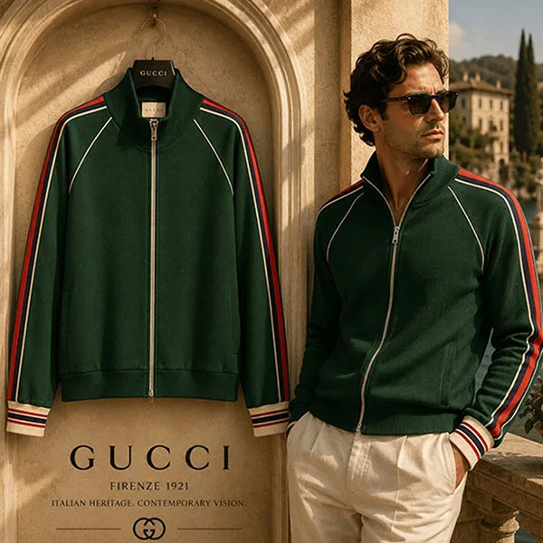 Áo Khoác Nam Gucci GG 662270-XJDE9-3754 Green Màu Xanh Lá Size S