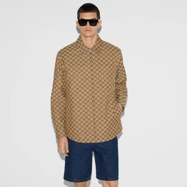Áo Khoác Nam Gucci GG Canvas Overshirt 794808 ZAF4S 2580 Màu Vàng Size 48