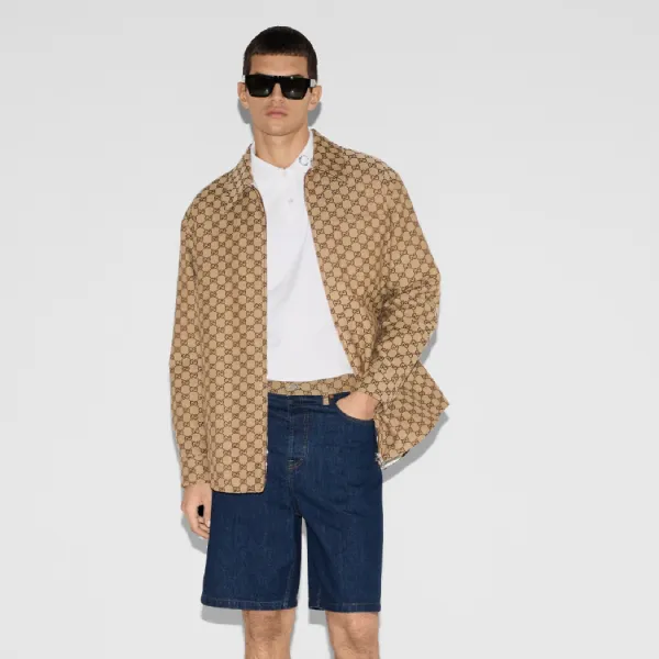 Áo Khoác Nam Gucci GG Canvas Overshirt 794808 ZAF4S 2580 Màu Vàng Size 48