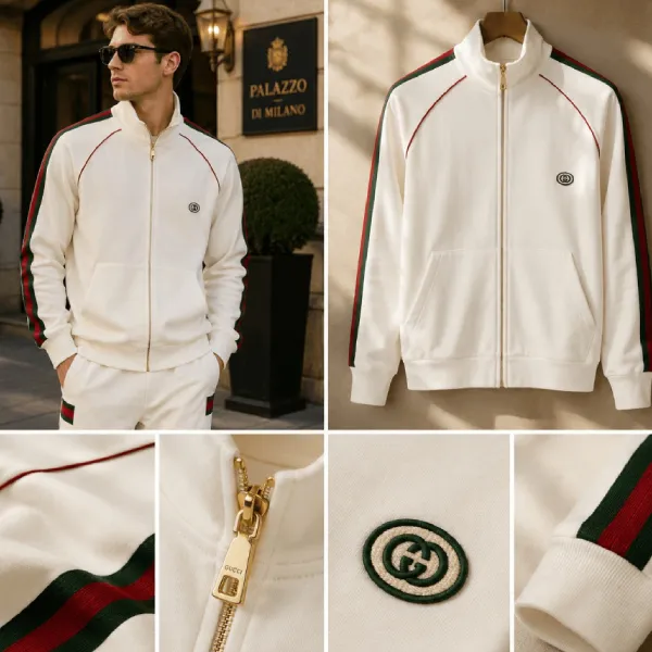 Áo Khoác Nam Gucci Ribbon Knitted 625405 XJC0E 9146 Màu Trắng Size S