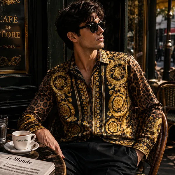 Áo Khoác Nam Versace Jacket With Gold Pattern 1016717 1A12366 5N440C Màu Vàng Đen Size 48