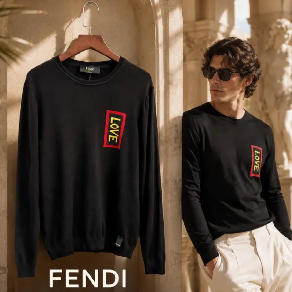 Áo Len Nam Fendi Love 172405UMA Màu Đen Size 46