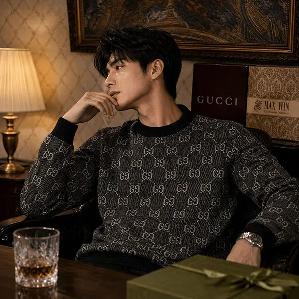 Áo Len Nam Gucci GG Grey/ Black 761549 XKDK5 1230 Màu Xám Đen Size XS