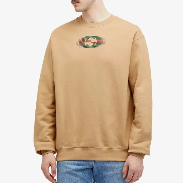 Áo Nỉ Sweater Nam Gucci Logo Crew Neck Sweatshirt 784413 XJGP7 2293 Màu Nâu Size S