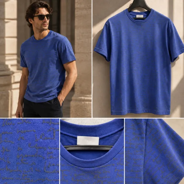 Áo Phông Nam Dior T- shirt 151425UTS Màu Xanh Coban Size M