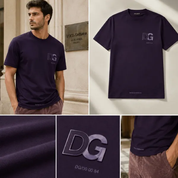 Áo Phông Nam Dolce & Gabbana D&G G8NB3Z FU7EQ B0324 Embossed T-Shirt Màu Tím