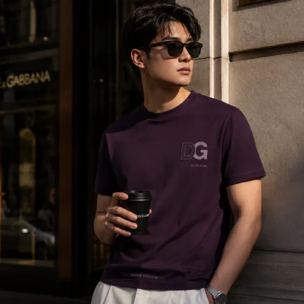 Áo Phông Nam Dolce & Gabbana D&G G8NB3Z FU7EQ B0324 Embossed T-Shirt Màu Tím