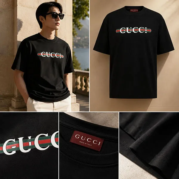 Áo Phông Nam Gucci Cotton 784361 XJGKB 1152 Màu Đen Size XS
