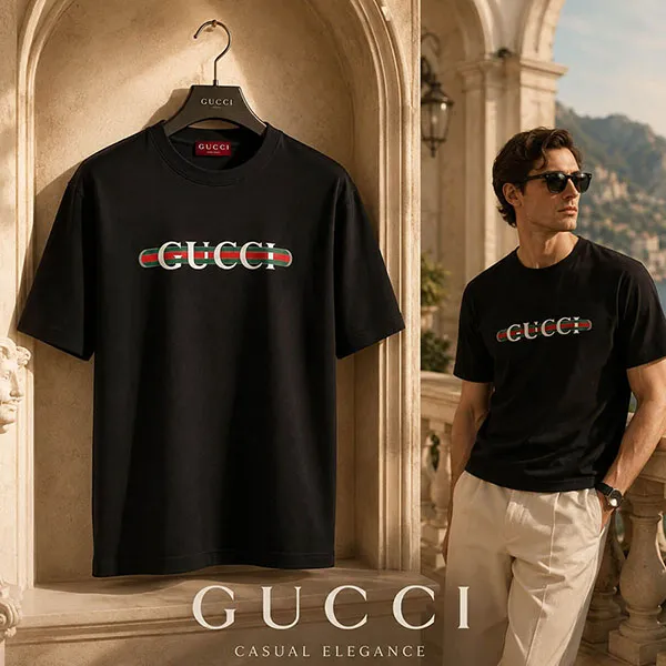 Áo Phông Nam Gucci Cotton 784361 XJGKB 1152 Màu Đen Size XS