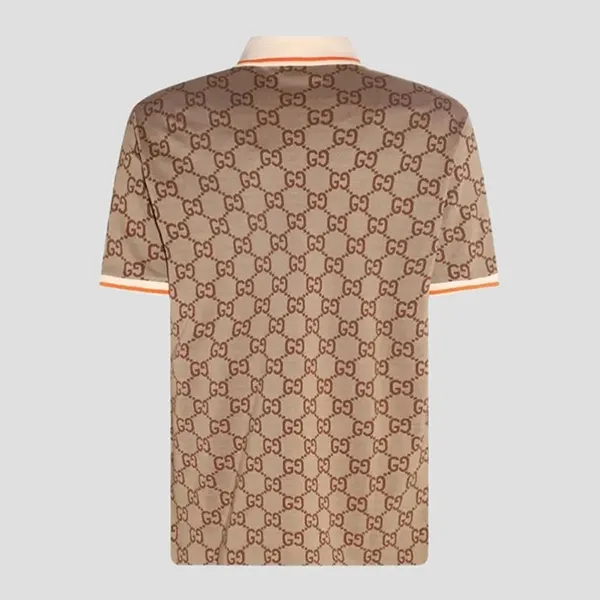 Áo Polo Nam Gucci Beige With GG Logo Printed 742384 XJFGU 2270 Màu Nâu Be Size S