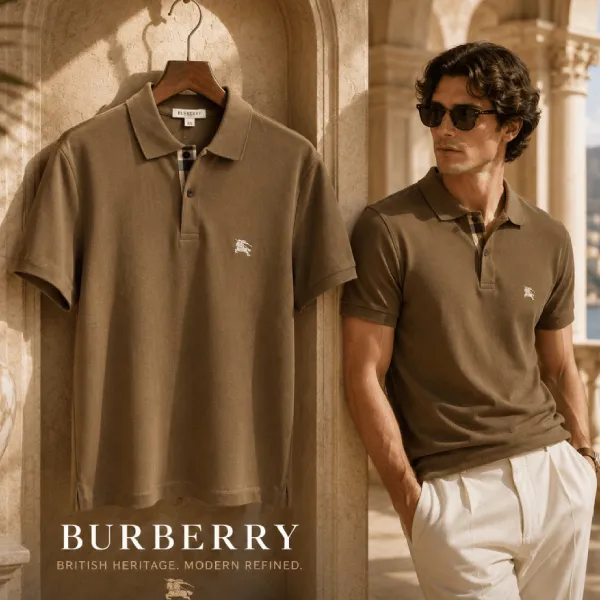 Áo Polo Nam Burberry NGỰA121481UPL Màu Nâu Nhạt Size XS
