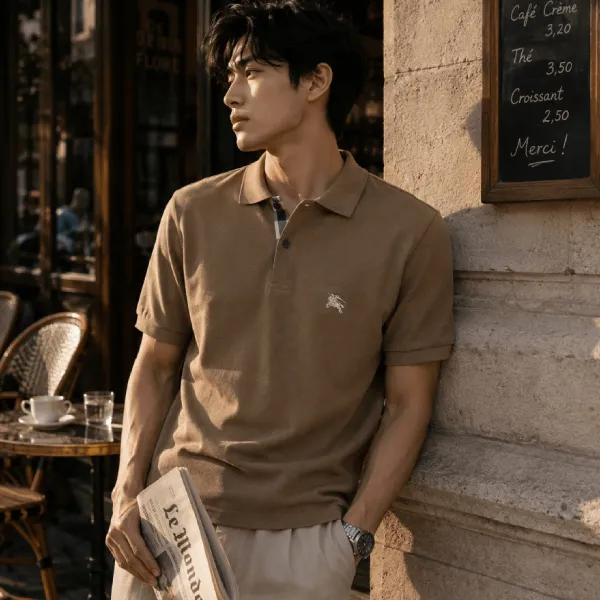 Áo Polo Nam Burberry NGỰA121481UPL Màu Nâu Nhạt Size XS