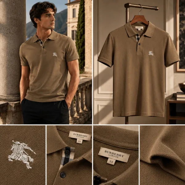 Áo Polo Nam Burberry NGỰA121481UPL Màu Nâu Nhạt Size XS