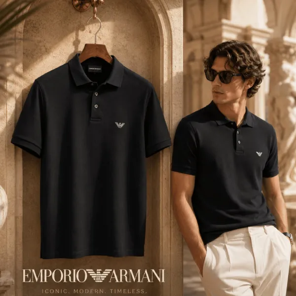 Áo Polo Nam Emporio Armani Black Polo With Chest Logo 211804-3R461-00020 Màu Đen Size XL