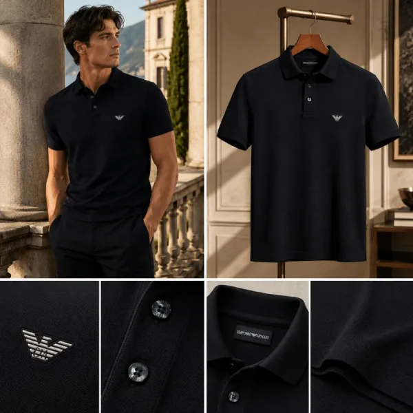 Áo Polo Nam Emporio Armani Black Polo With Chest Logo 211804-3R461-00020 Màu Đen Size XL