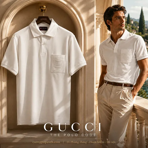 Áo Polo Nam Gucci White Polo Shirt With Chest Pocket 854633 XJHOH 9051 Màu Trắng Size M