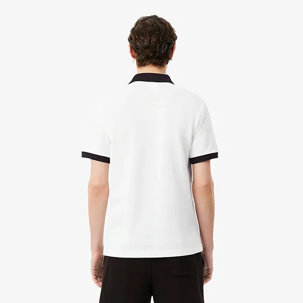 Áo Polo Nam Lacoste Classic Fit Contrast Rib PH2017 - 1I9 Màu Trắng Đen Size 4