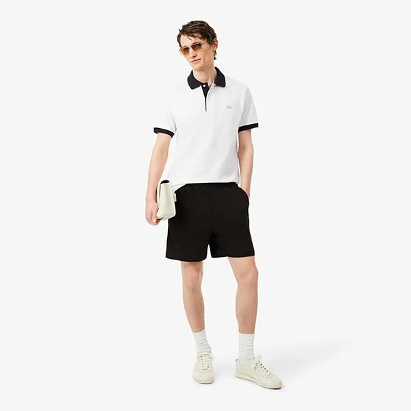 Áo Polo Nam Lacoste Classic Fit Contrast Rib PH2017 - 1I9 Màu Trắng Đen Size 4