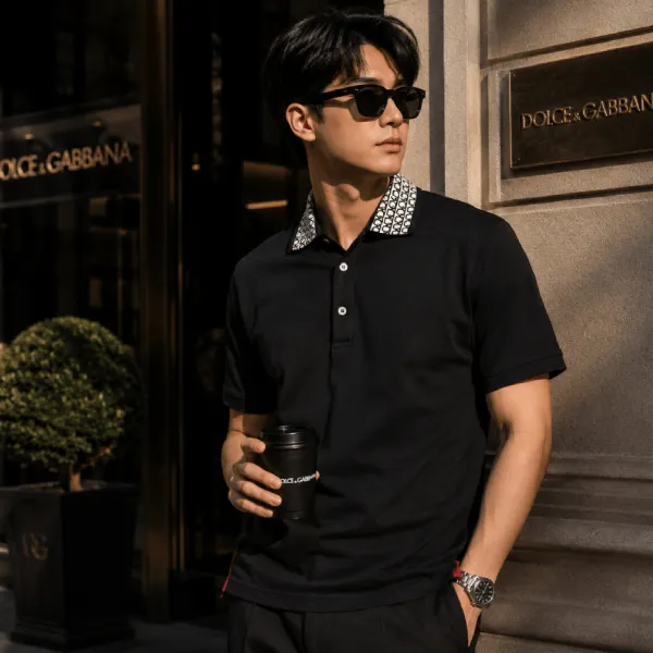 Áo Polo Nam Salvatore Ferragamo Black Check-Collar CP73126 Màu Đen Size XS