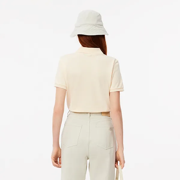 Áo Polo Nữ Lacoste Women's Slim Fit Washed Effect Petit Piqué Polo PF4123-51 XFJ Màu Kem