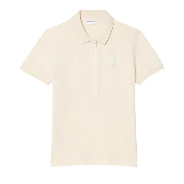 Áo Polo Nữ Lacoste Women's Slim Fit Washed Effect Petit Piqué Polo PF4123-51 XFJ Màu Kem