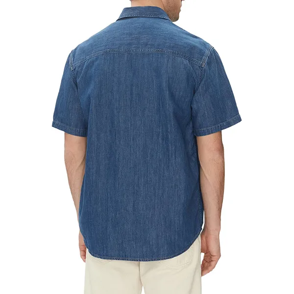 Áo Sơ Mi Cộc Tay Nam Calvin Klein CK Men's J30J327178_1A4 Màu Xanh Jean Size S