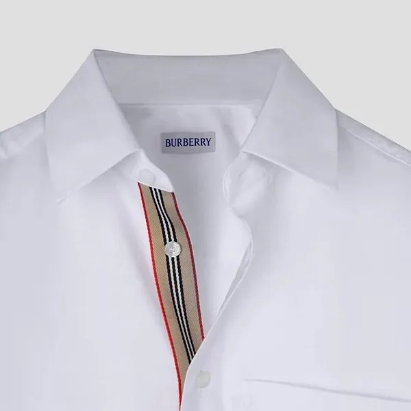 Áo Sơ Mi Dài Tay Nam Burberry Check Shirt Màu Trắng Size S