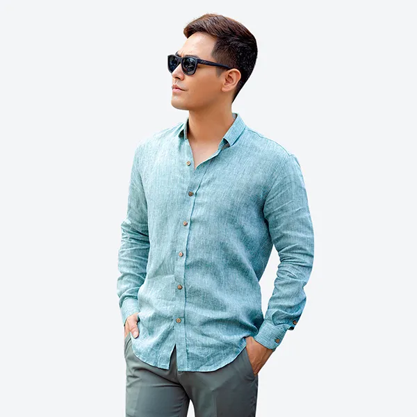 Áo Sơ Mi Linen Nam F2 Fashion & Freedom SMM114-XXXanh-S-0619 Màu Xanh Nhạt Size S