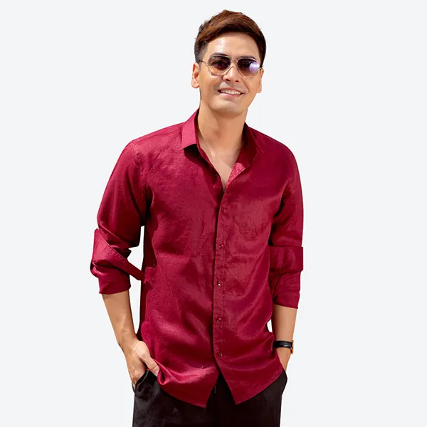 Áo Sơ Mi Linen Nam F2 Fashion & Freedom SMM117-DD-S-0619 Màu Đỏ Đô Size S