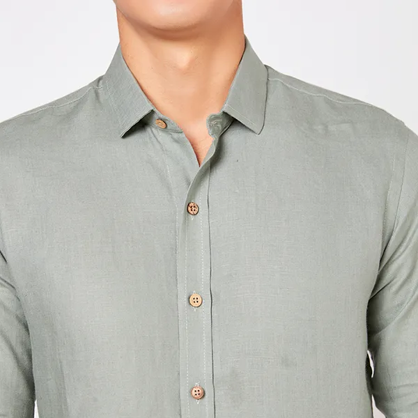 Áo Sơ Mi Linen Nam F2 Fashion & Freedom SMM138-XR-S-0619 Màu Xanh Rêu Nhạt Size S