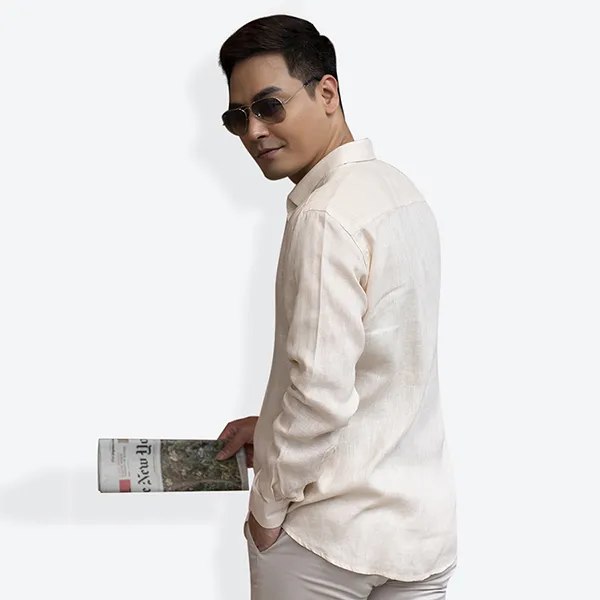 Áo Sơ Mi Linen Nam F2 Fashion & Freedom SMM149-HP-S-0619 Màu Hồng Nhạt Size S