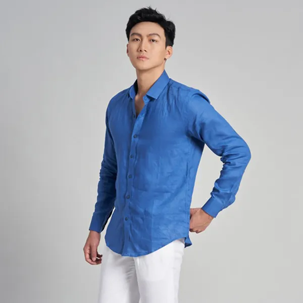 Áo Sơ Mi Linen Nam F2 Fashion & Freedom SMM167-Dark Teal-S-1022 Màu Xanh Dương Size S