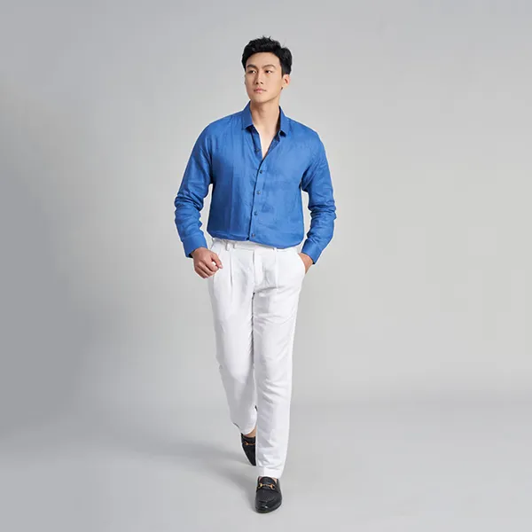 Áo Sơ Mi Linen Nam F2 Fashion & Freedom SMM167-Dark Teal-S-1022 Màu Xanh Dương Size S