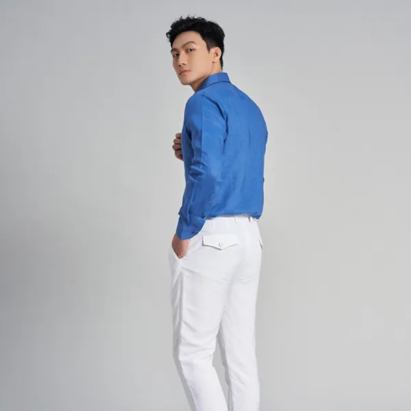 Áo Sơ Mi Linen Nam F2 Fashion & Freedom SMM167-Dark Teal-S-1022 Màu Xanh Dương Size S