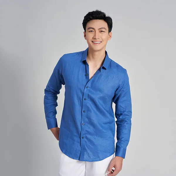 Áo Sơ Mi Linen Nam F2 Fashion & Freedom SMM167-Dark Teal-S-1022 Màu Xanh Dương Size S