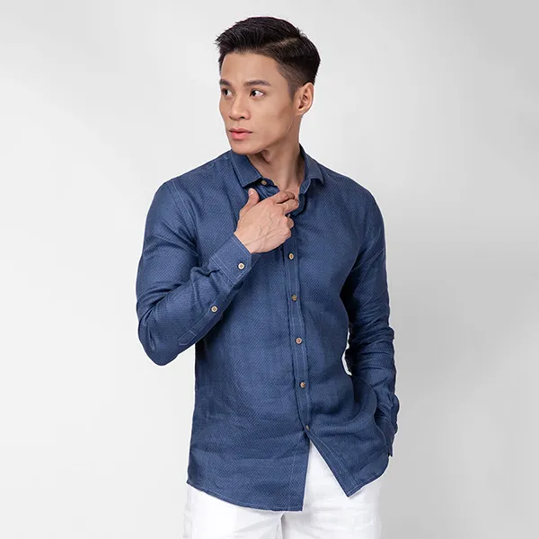 Áo Sơ Mi Linen Nam F2 Fashion & Freedom SMM178-XHT-S-0619 Màu Xanh Dương Size S