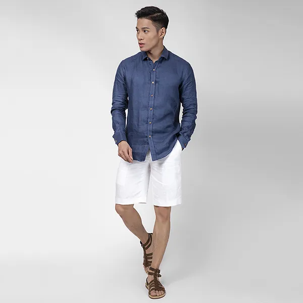 Áo Sơ Mi Linen Nam F2 Fashion & Freedom SMM178-XHT-S-0619 Màu Xanh Dương Size S
