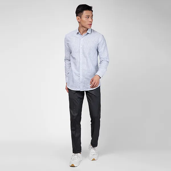 Áo Sơ Mi Linen Nam F2 Fashion & Freedom SMM179-SX-S-0319 Màu Trắng Xanh Size S