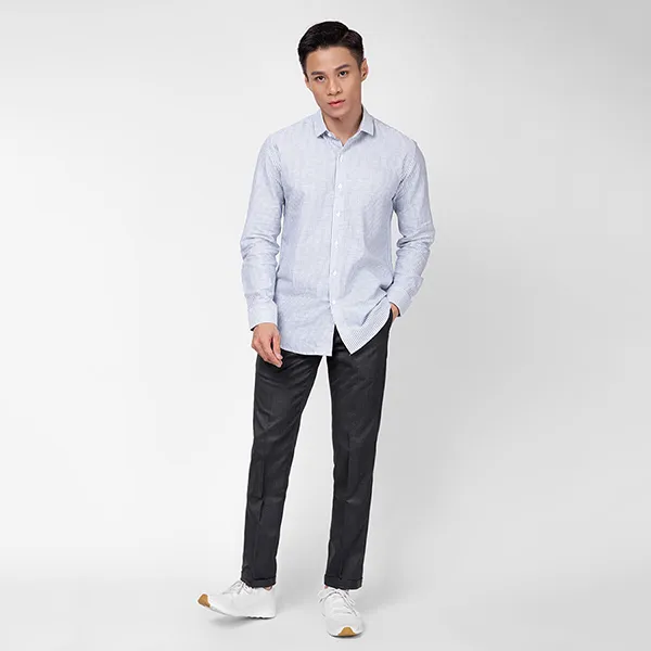Áo Sơ Mi Linen Nam F2 Fashion & Freedom SMM179-SX-S-0319 Màu Trắng Xanh Size S