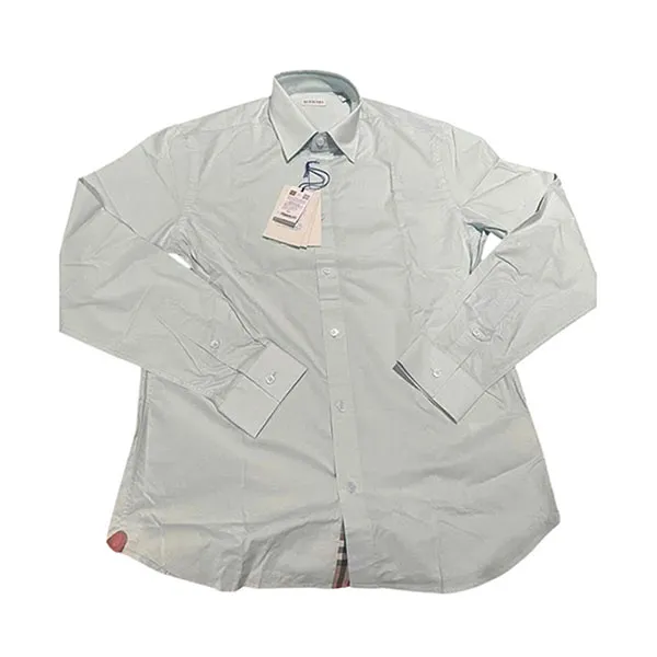 Áo Sơ Mi Nam Burberry Cotton Shirt Màu Xanh Nhạt Size M